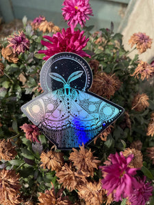 Holographic Space Moth Sticker